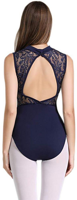 Limiles 여성용 발레 댄스 하이넥 탱크 레오타드 (네이비 블루 XL), XL, 네이비 블루