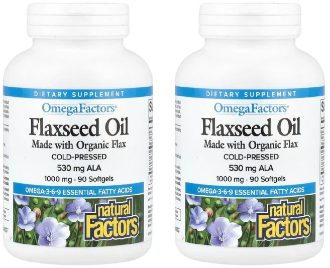 1+1 내추럴팩터스 아마씨 오일 1000mg 소프트젤90정 식물성오메가3, 90정, 2개 - 쿠팡