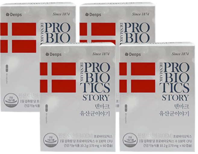 크리스찬한센 덴프스 덴마크 유산균 이야기, 60정, 4개