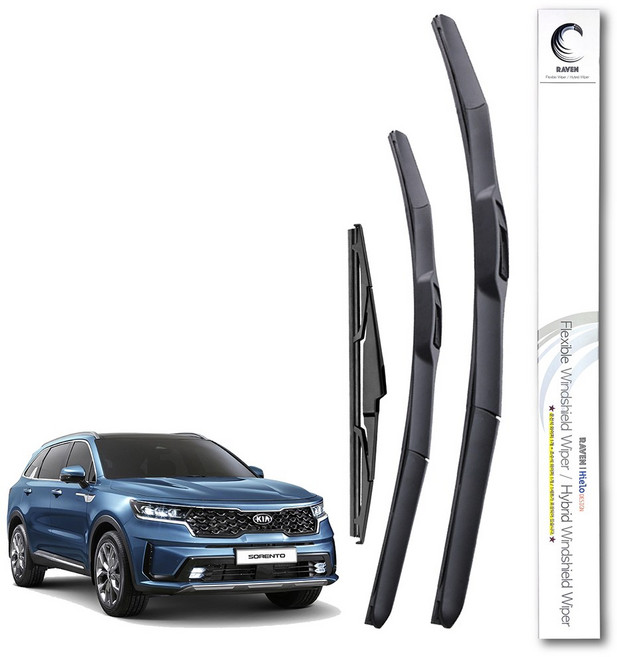 레이븐 쏘렌토R 올뉴 더뉴 쏘렌토 MQ4 쏘렌토 하이브리드 와이퍼 운전석+조수석 세트, 전면+후면 와이퍼세트, MQ4 쏘렌토 (20년3월~현재) 2616+12
