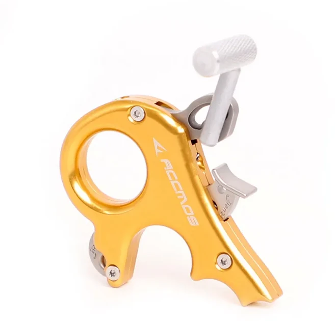 장치 릴리즈 트리거 컴파운드 캘리퍼스 액세서리 그리퍼 보우 ACCMOS 자동 합금 양궁 그립용 보조 엄지 알루미늄 손가락, yellow 3finger, 1개