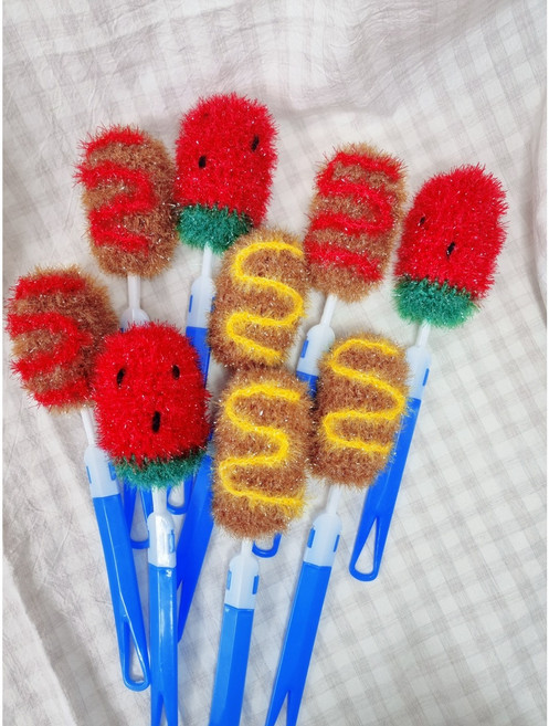 핫도그세척솔 수박세척솔 병솔 핫도그수세미 수박수세미 젖병 텀플러세척솔, 머스터드, 1개