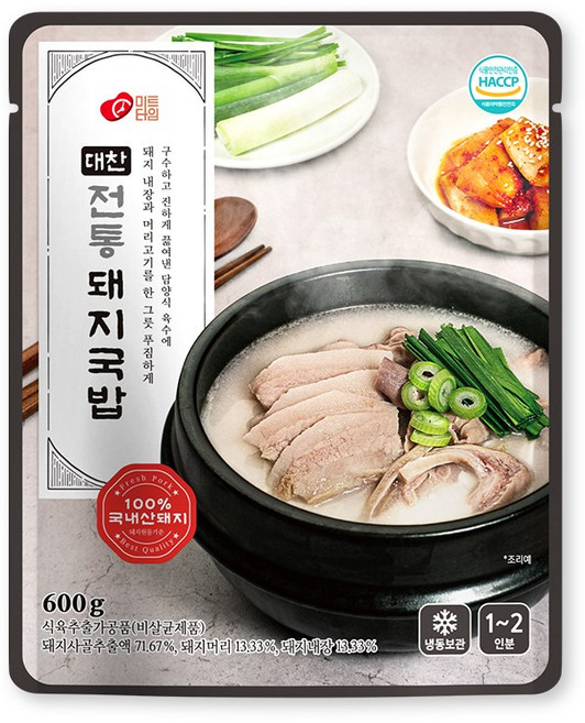 미트타임 돼지국밥 푸짐한 건더기 진한 육수, 6개, 600g