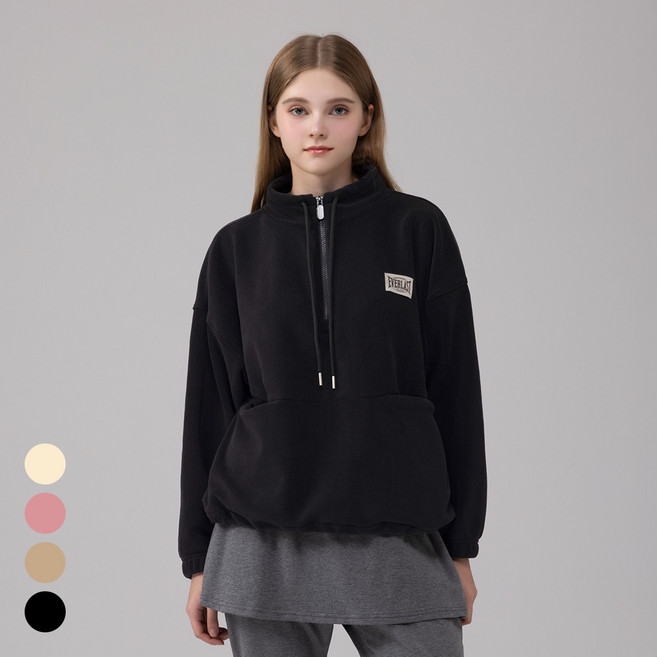 에버라스트 여성 플리스 하프집업 포켓티