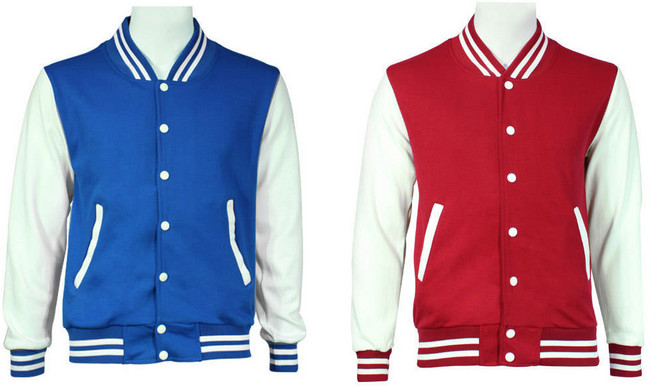 남녀공용 야구점퍼 과잠바 파랑 빨강 컬러 배색 점퍼 커플룩 캠퍼스룩