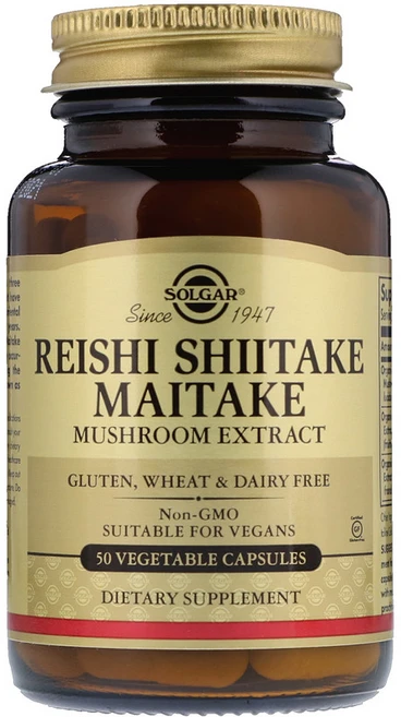 솔가 영지 표고 입새버섯추출물 50정 (베지캡슐) Solgar Reishi Shiitake Maitake Mushroom Extract 50Vcaps, 1개 - 쿠팡