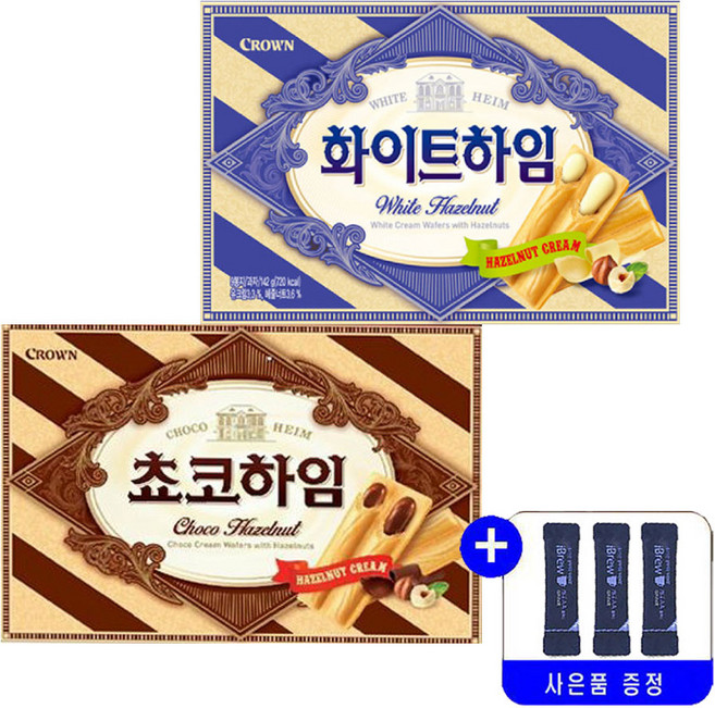 크라운제과 쵸코하임 284g+화이트화임 284g 2종 묶음행사+사은품 증정, 1세트, 284g