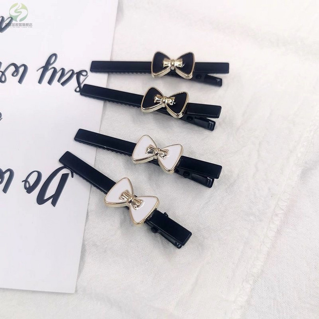 핫몰 일자 나비 머리핀 미용실 블랙 화이트 4p세트 6cm