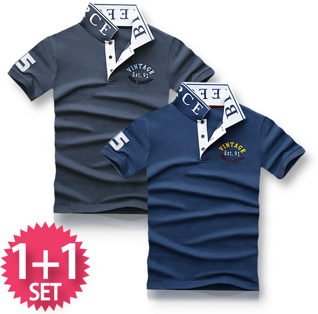 블루포스 듀브스 반팔 카라티 1+1 세트 [2장 묶음] 남자 티셔츠 남성 반팔티 단체티 남녀공용 커플티 여름 골프티 [국내생산]