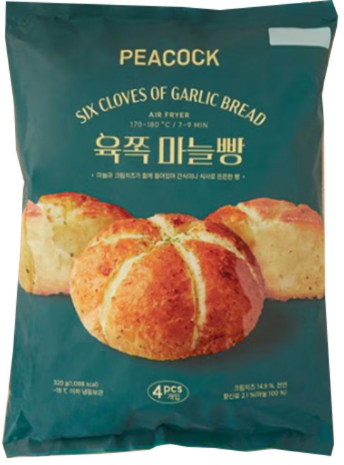 피코크 육쪽 마늘빵, 1개, 320g