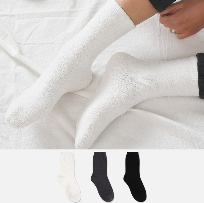 노디자인 남성용 긴목 무지 수면 양말 6족 세트