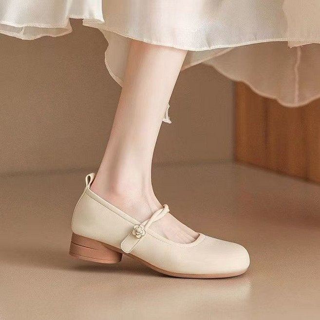 JLVJ 여성 데일리 편안한 단화 망고헤드 메리제인 벨크로 플랫슈즈