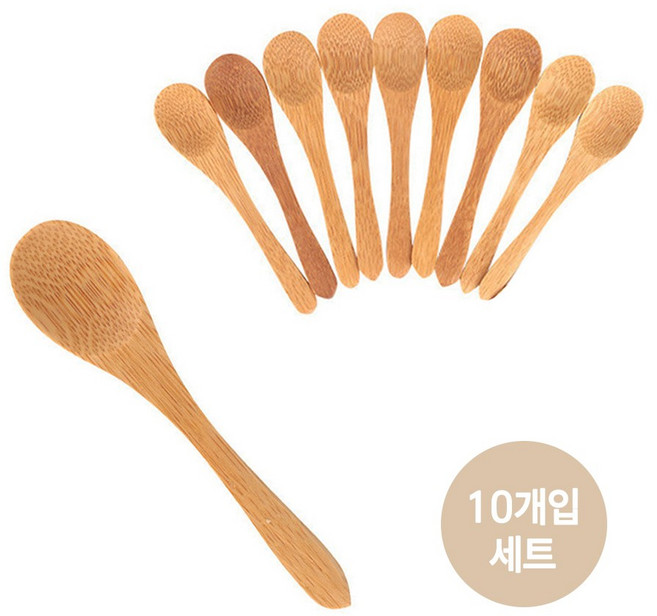 10개 세트 미니 대나무 티스푼 9cm ( 소형 귀여운 커피 푸딩 소스 나무 스푼 원목 숟가락 카페 미니 수저 작은수저 )