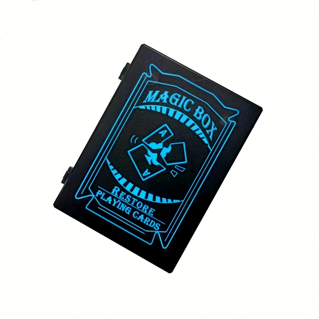 1세트 서프라이즈 복원 상자 매직 트릭 검은 플라스틱 깨진 종이 카드 케이스 클로즈업 소품 어린이를위한, 03 blue pattern