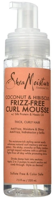 Shea Moisture 코코넛 & 히비스커스 프리즈-프리 컬 무스, 1개, 220ml - 쿠팡