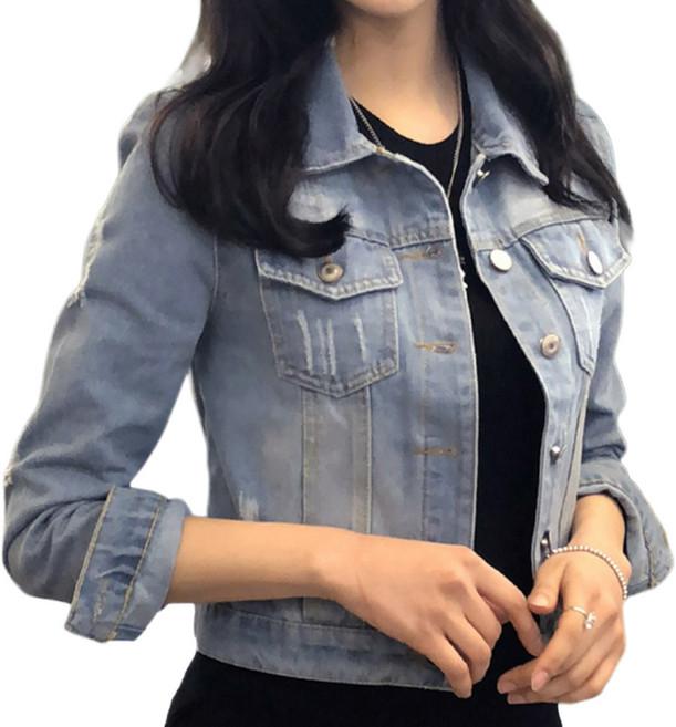 메리앤유 빈티지워싱 기본핏 Non스판 데님자켓