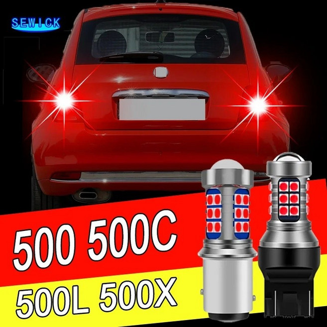 2개 LED 브레이크 전구 피아트 500 500C 500L 500X 2007 2008 2009 2010 2011 2012 2013 2014 2015 2016 2017 2018, 500 (2007-2017)