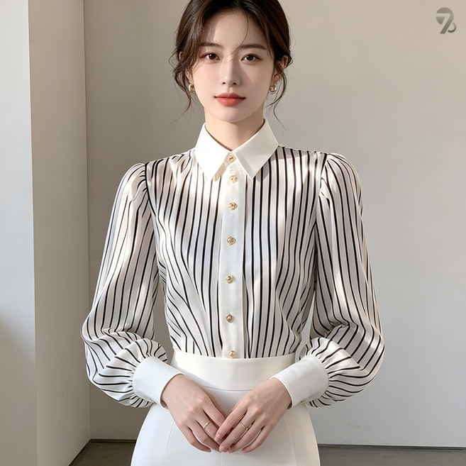 708090 여성 긴팔 셔츠 패션 슬림핏 면접 상의