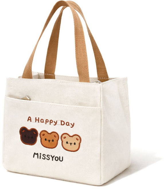 솔레르 각잡힌 사각 지퍼 곰돌이 에코백