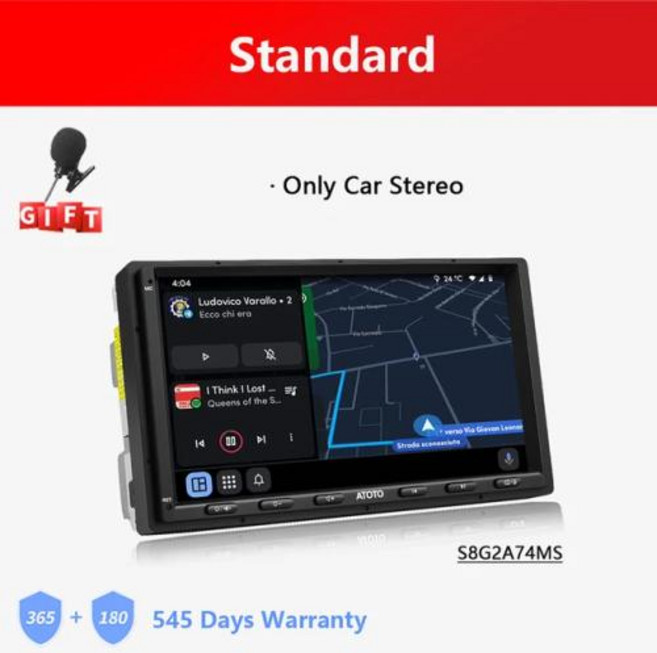 안드로이드 오토 올인원 네비게이션 ATOTO S8 MS 7 인치 더블 2 Din 자동차 스테레오 4G LTE 와이파이 GPS 블루투스 무선 자동 카플레이 화면 라디오, 1) S8G2A74MS - Eight Core