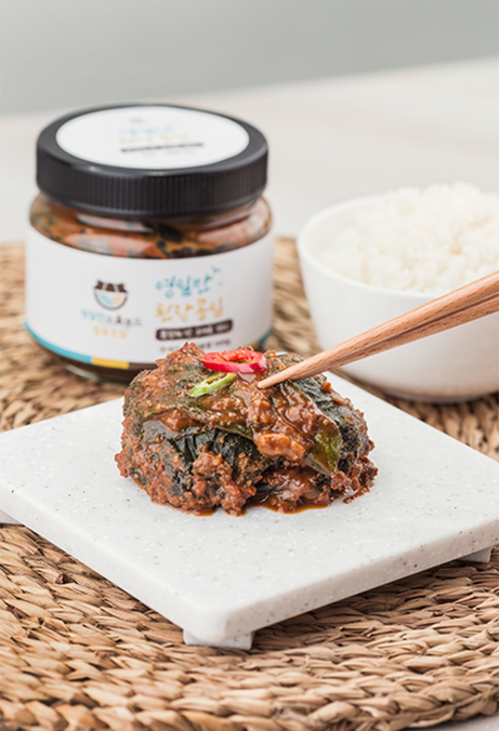 된장콩잎 500g 1kg 삭힌 된장 양념 콩잎 장아찌 가정식 어르신 밥도둑 향토음식 수제반찬 집반찬 포항맛집, 300g, 1개