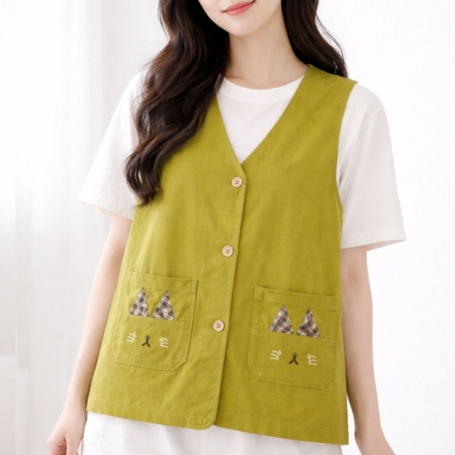 [투엘]봄신상 JH036.고양이V넥 단추조끼