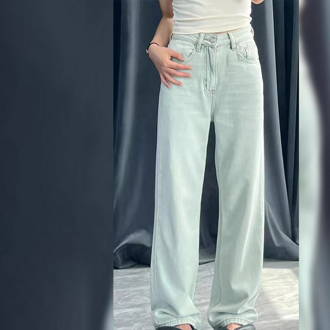 페이준 여성 청바지 봄가을 캐주얼 일자 청바지 여름 루즈핏 하이웨스트 데님 팬츠 HNZ223
