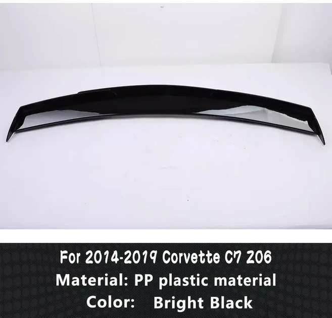 Z06 Stage 3 뒷 트렁크 립 윙 스포일러 2014- 2019 코르벳 C7 카본 스타일 뚜껑 하이 카 테일 게이트 플랩, 01 CHINA, 02 Bright Black