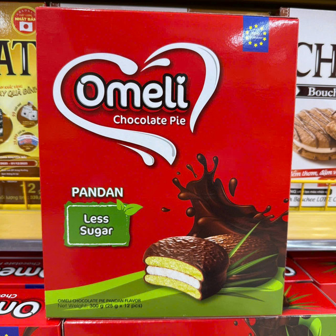 [Less Sugar] Omeli chocolate pie pandan flavor 오멜리 초코파이, 2개, 300g