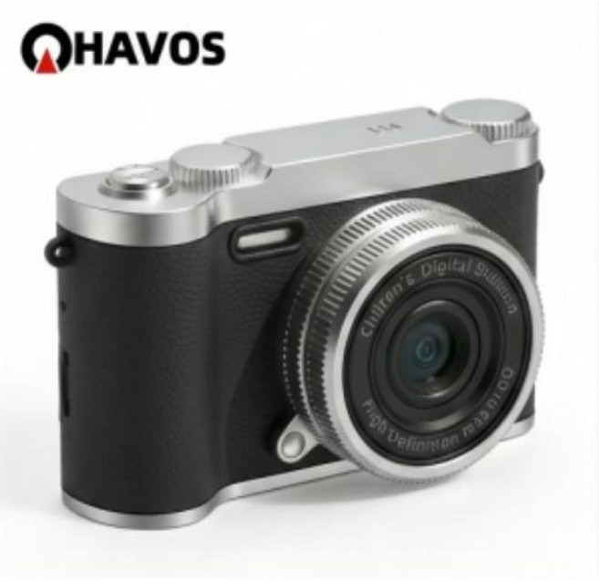 Havos 카메라 캠핑촬영 데일리아카이빙 브이로그 촬영용 고화질화면 가성비 입문용 디지털빈티지소형미러리스 1080P, 검은색