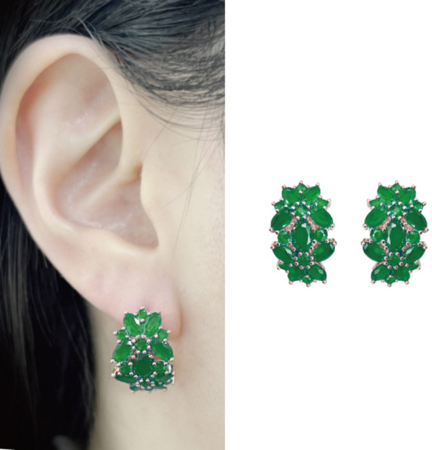 [혜성 주얼리] 베키 럭셔리 에메랄드 포인트 로즈골드 귀걸이