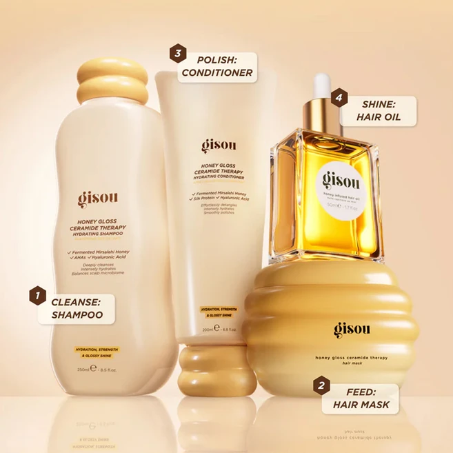 Gisou 기쥬 허니 글로스 세라마이드 테라피 하이드레이팅 샴푸 컨디셔너 헤어마스크, 02 컨디셔너 200ml, 1개 - 쿠팡