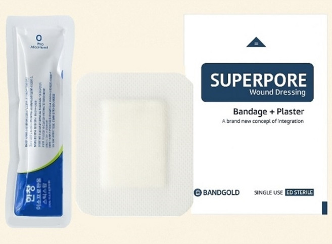 알콜면봉 + 멸균상처드레싱밴드 6x9cm 세트 상처소독면봉 밴드, 20개