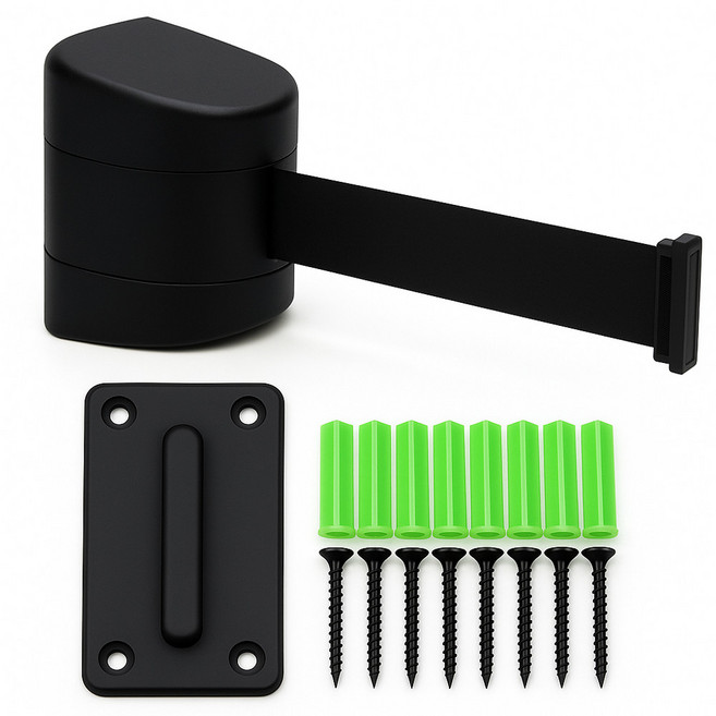 베러알 피스형 차단벨트 검정 벽걸이 차단띠 가이드라인, 블랙, 1개