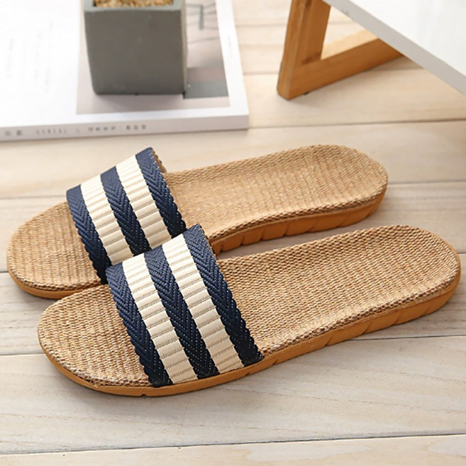 라탄 거실실내화 층간소음없는 발편한 골지세줄 왕골슬리퍼 남성 여성 JUN팩토리, 네이비, 1개