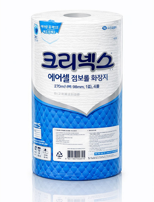 크리넥스 물에 3배잘녹는 크리넥스 에어셀 점보롤 화장지 4롤 4533961, 270m, 1개