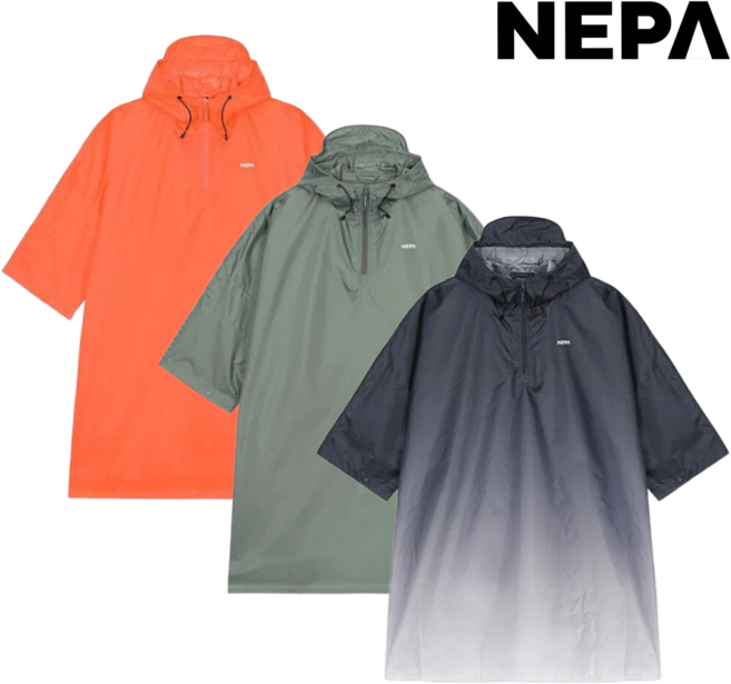 [정상가 : 119 000] 네파 공용 남성 여성 레인커버 판쵸형 방수 자켓 후드 오버핏 우의 다용도 소매스냅 장마철 여름 우비 야외 활동 등산 캠핑 여행 비옷