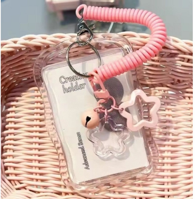 실리콘 카드케이스 시간표케이스 포토카드 교통카드 방과후시간표 별 키링, 1개, 핑크