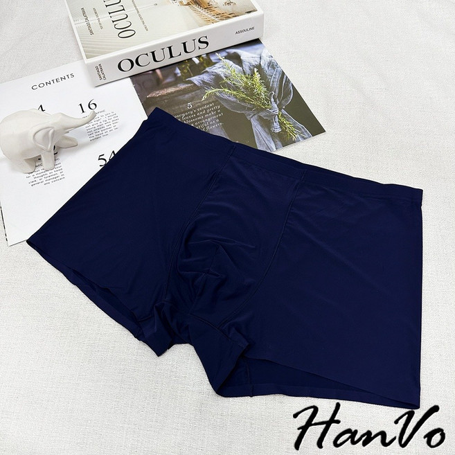 HanVo 天天出貨 冰絲無痕內褲 涼感中腰 男生四角褲 B05-5026