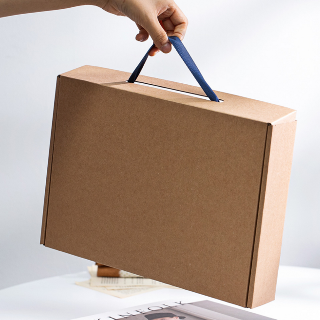 손잡이 대형 선물상자 답례품 고급포장상자 크라프트 C형 큰박스 40x30x10, 다크브라운, 1장, 브라운