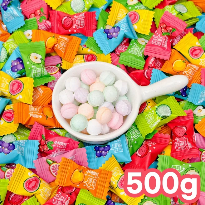 신제품 샤오커오라 무설탕 비타민C 과일 대용량 8종믹스 제로 사탕캔디 정품 리치맛 크랜베리맛 멜론맛 구아바맛 청사과맛 오렌지맛 자몽맛 블랙커런트맛, 1개, 500g - 쿠팡