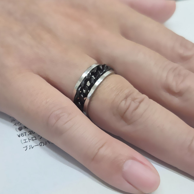 [골드러쉬] R210 반지 커플링 체인반지 남녀공용 스틸반지 힙합 남자패션링