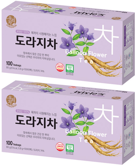 우리차 도라지차, 800mg, 100개입, 2개