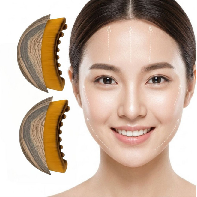 JU02 리프팅 괄사 브러쉬 림프 마사지 2개세트, 브라운, 1개