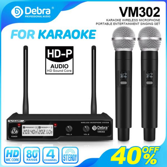 노래방마이크 데브라 UHF 무선 마이크 시스템 VM302 휴대용 2 개 80 미터 거리 교회 연설 가족 노래방, 01 VM302, 01 CHINA