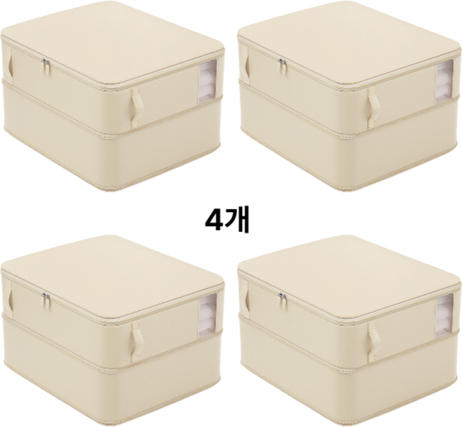 오디너리스탠다드 공간절약 압축파우치 1+1/1 SET, 2세트, 시그니처베이지