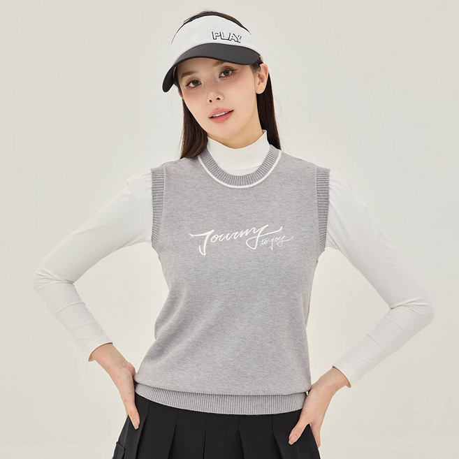 제이투제이 여성골프웨어 시그니처 레터링 니트 베스트