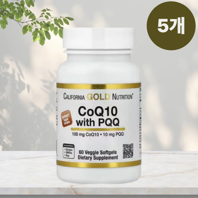 CALIFORNIAGOLD Nutrition PQQ 10mg CoQ10 100mg 코엔자임큐텐 피큐큐 베지캡슐, 5개, 60정 - 쿠팡