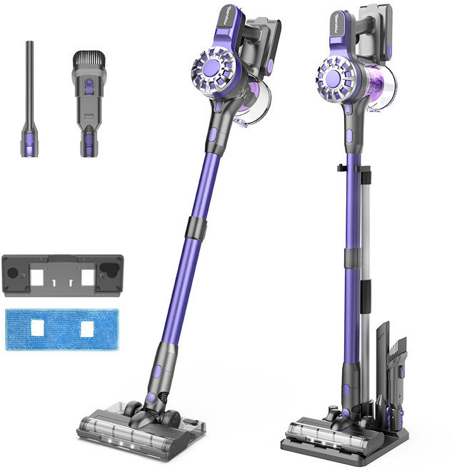 틴도우 차이슨 무선 청소기 흡입력 좋은 진공청소기+물걸레 기트+거치대, 퍼플, V07+거치대