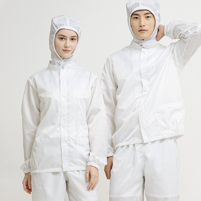 제이앤제이몰 긴팔 자켓 편안한 제전위생복 식품공장 클린룸 제조업체 작업 방진복, 1개, 화이트